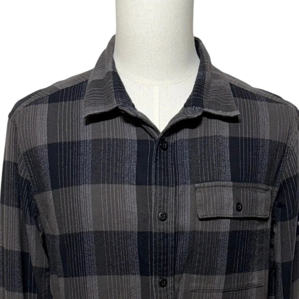The North Face Shirt Mens Large Black Arroyo Flannel Long Sleeve Plaid Button Up